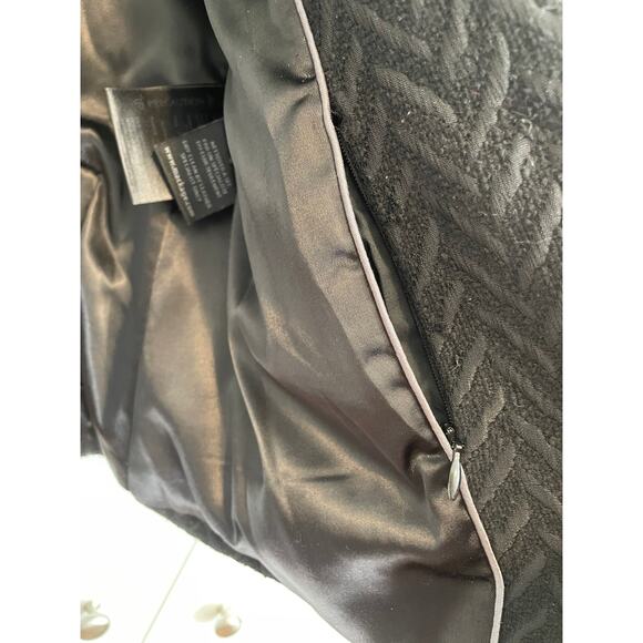 Mackage vintage wool pea coat black zip pockets leather trim buttons Size Sp - Picture 4 of 9